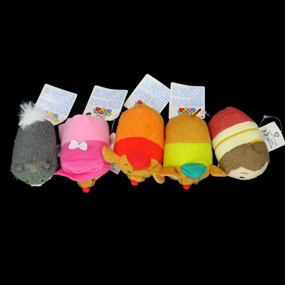 Disney Tsum Tsum Cinderella Lot Mini Plush 3.5” Perla Jaq Gus Mice, Lucifer Cat - Picture 2 of 2